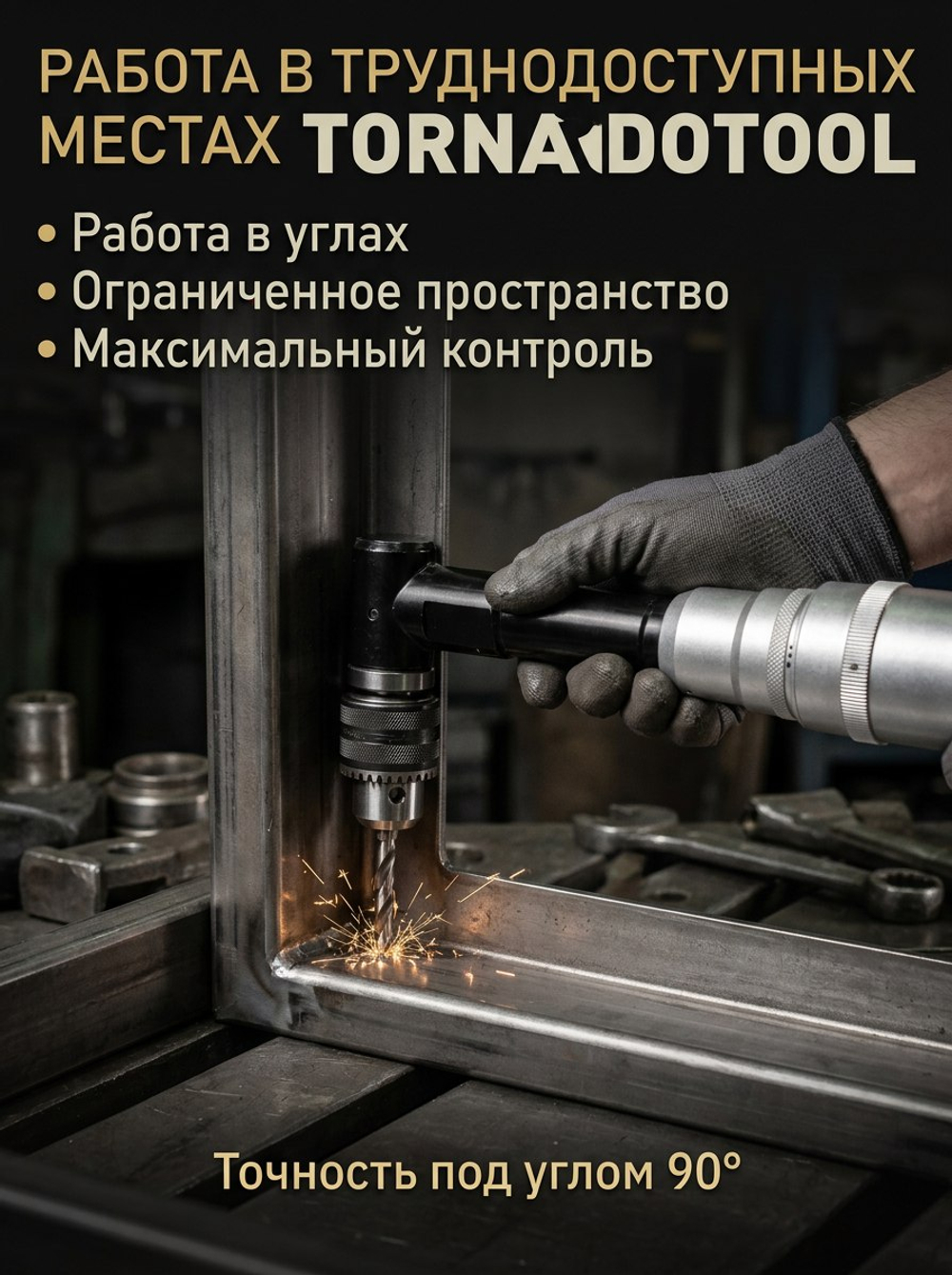 Угловой шпиндель Tornadotool с трехкулачковым патроном