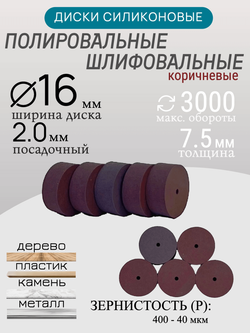 Диски шлифовальные/полировальные Tornadotool d 16х7.5х2 мм 5 шт.